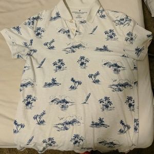 White colored american eagle shirt